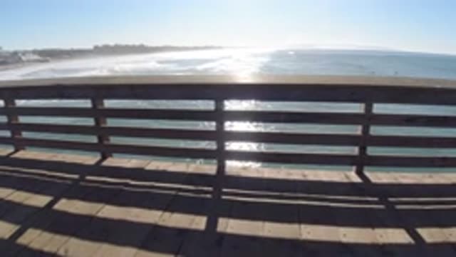 PISMO BEACH CALIFORNIA-2019: A Scene Of A Wooden Bridge That Blocks The Body Of Water