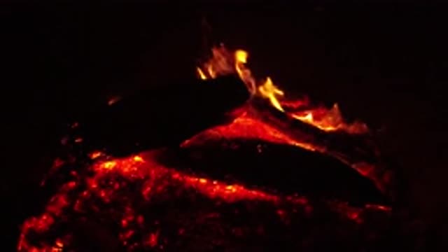 OJAI CALIFORNIA-2019: Hot Fire Burns With Red Hot Embers Slow Motion Flames