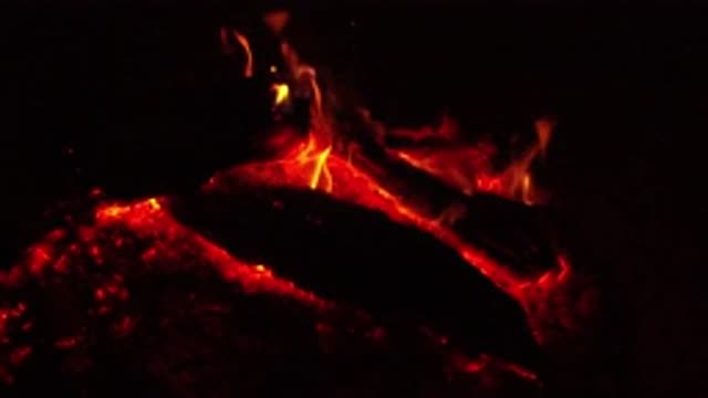 OJAI CALIFORNIA-2019: Bright Burning Red and Yellow Flame in the Dark