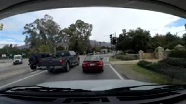 OJAI CALIFORNIA-2019: Accelerated Car On The Road With Trees Houses And Construction