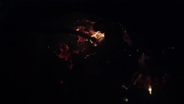 OJAI CALIFORNIA-2019: A Slow Motion Rainbow Color Flame That Is Raging And