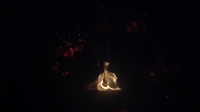 OJAI CALIFORNIA-2019: Bright Burning Fire During The Night