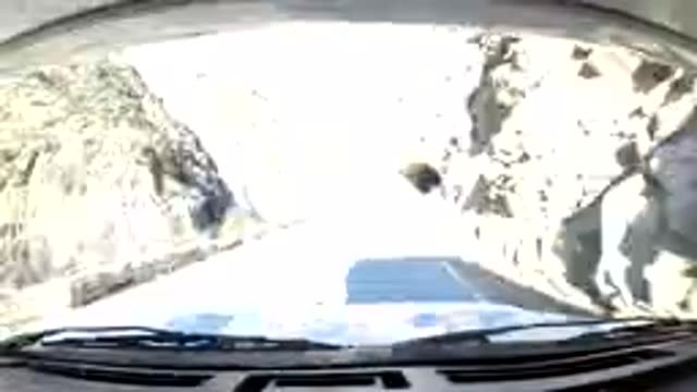 OJAI CALIFORNIA-2019: A View From A Car Moving Through Tunnels And Winding Roads