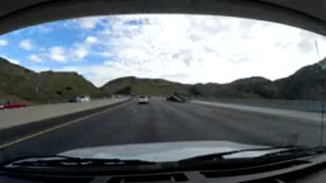 MALIBU CALIFORNIA-2019: Dashboard Camera Filming Interstate Drive On The Highway