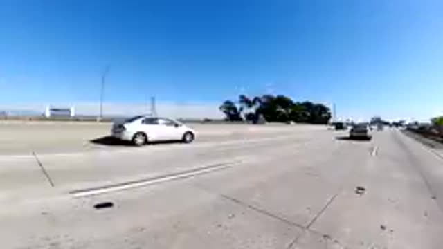 MALIBU CALIFORNIA-2019: Recording a Driving Trip on a High Traffic Highway