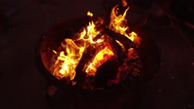 SAN CLEMENTE CALIFORNIA-2019: Fire Burning in a Fire Pit at Night