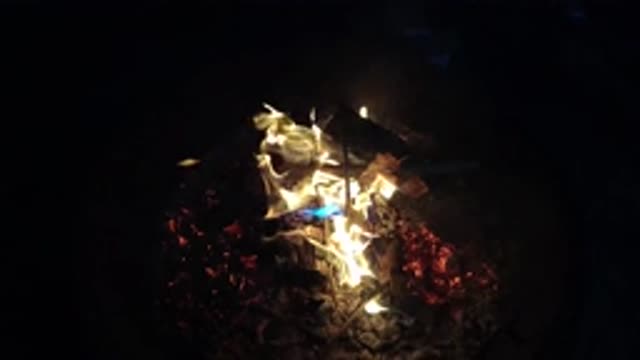 SAN CLEMENTE CALIFORNIA-2019: Slow Motion Fire Pit Outdoor Time in Late Night