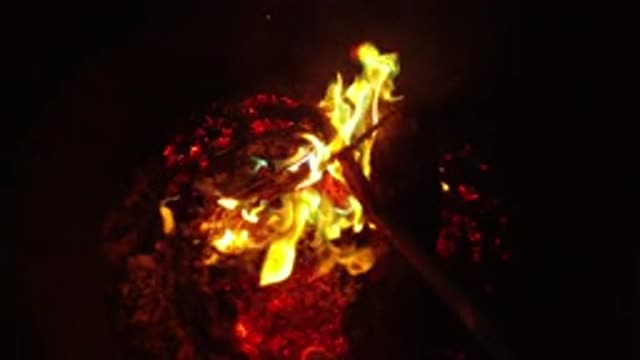 SAN CLEMENTE CALIFORNIA-2019: A Slow Motion Rainbow Color Flame That Is Raging