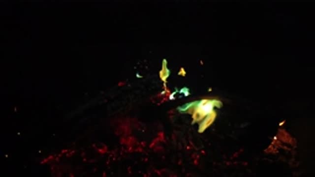 SAN CLEMENTE CALIFORNIA-2019: The Campfire Will Burn All Night If The Logs Are