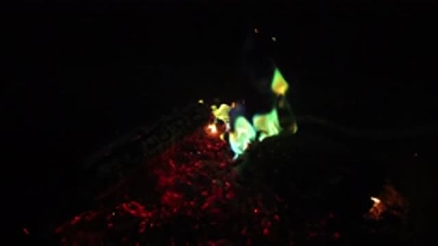 SAN CLEMENTE CALIFORNIA-2019: Slow Motion Of A Rainbow Color Flame That Is