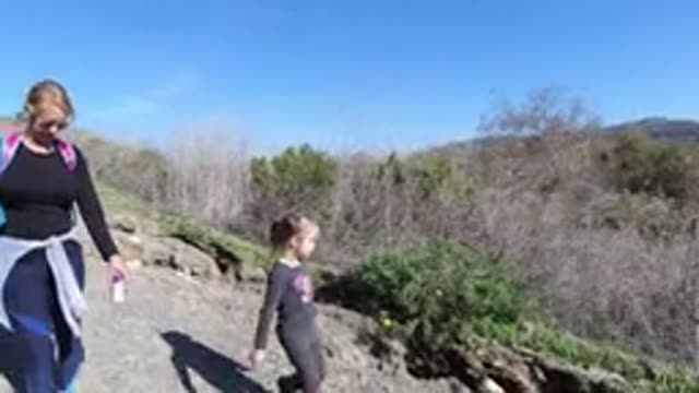 SAN CLEMENTE CALIFORNIA-2019: Family Enjoying Nature on a Mountain Trail
