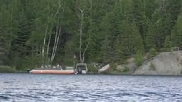 RED LAKE CANADA-2015: Island Record From Boat Perspective Nature Sky Forest