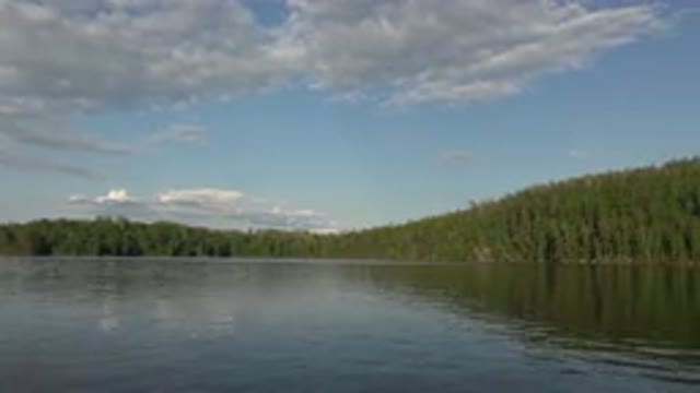RED LAKE CANADA-2015: A Beautiful Riverside With Some Green Trees In The