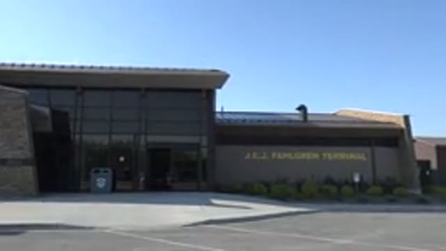 RED LAKE CANADA-2015: Empty Airport Building Entrance With No Flow Of People And