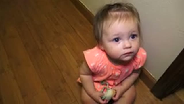 BROOMFIELD COLORADO-2015: The Adorable Baby Girl Playing With Her Toy And Happy