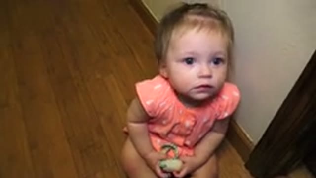 BROOMFIELD COLORADO-2015: Baby Girl in a Pink Dress Looking at the Camera