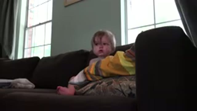 WESTMINSTER COLORADO-2015: Baby Boy Sitting On A Brown Sofa Surrounded By Two