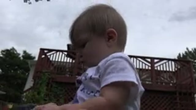 WESTMINSTER COLORADO-2015: Baby Sitting In The Backyard Playing With A Toy But