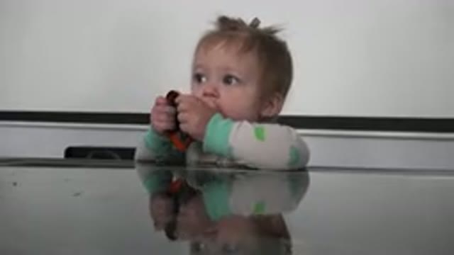 WESTMINSTER COLORADO-2015: Small Baby Putting An Orange Ringing Bell In Its Mouth