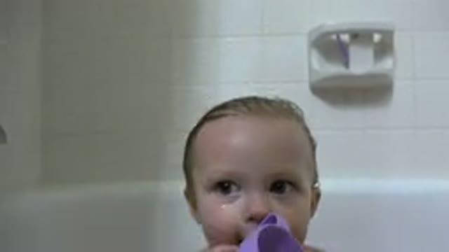 WESTMINSTER COLORADO-2015: Little White Baby Taking A Bath In The Bathroom In A