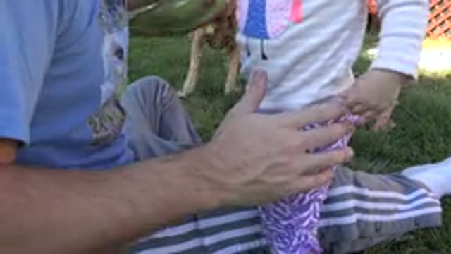 WESTMINSTER COLORADO-2015: Man Playing With Baby And Dog In Backyard During