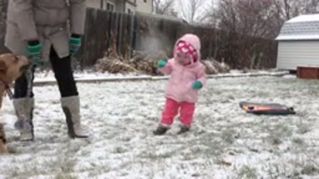 WESTMINSTER COLORADO-2015: Toddler In A Complete Winter Pink Attire Outside The