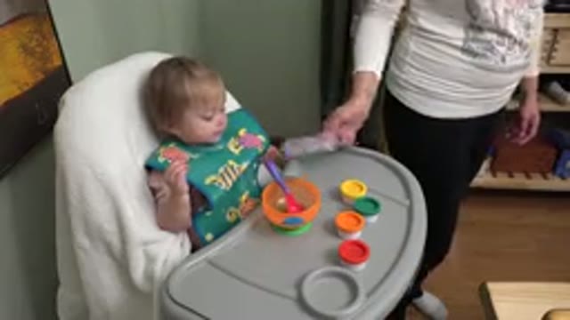 WESTMINSTER COLORADO-2015: Baby Finishes Eating Her Meal Wants To Play Next