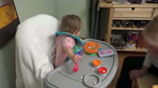 WESTMINSTER COLORADO-2015: Woman Gathers Crumbs And Toys Overturned By A Baby In