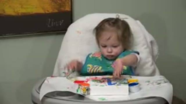 WESTMINSTER COLORADO-2015: Cute Baby Finger Painting From Highchair On First