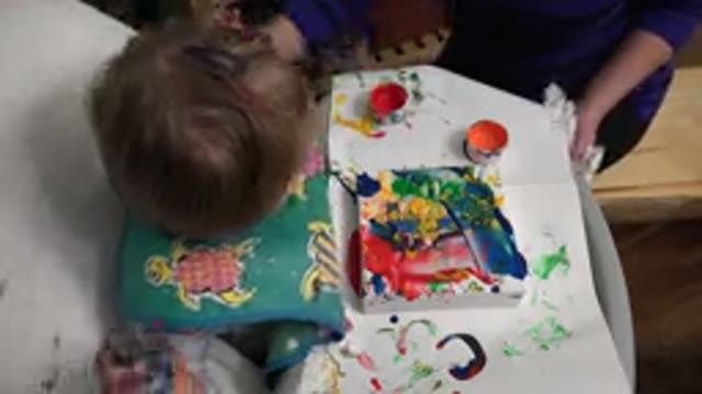 WESTMINSTER COLORADO-2015: Baby Girl Explores With Various Painting Colors