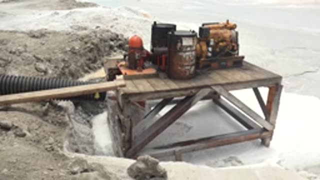 GUERRERO NEGRO BCS MEXICO-2022: Pump Station on Snow-Covered Icy Ground