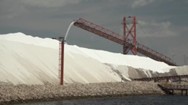 GUERRERO NEGRO BCS MEXICO-2022: Industrial Salt Piles with Conveyor and Water Spray