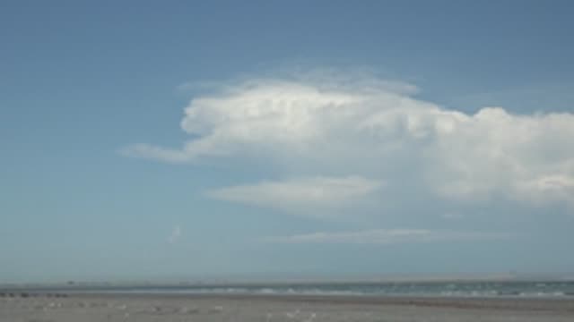 LA BOCANA BCS MEXICO-2022: Sandy Beach with Clouds and Ocean Waves