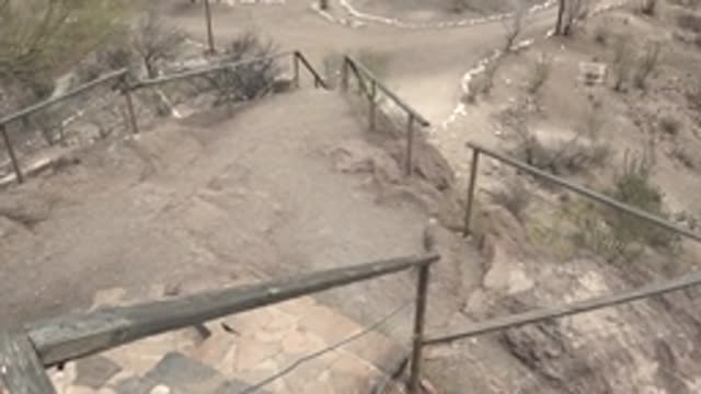 MULEGE BCS MEXICO-2022: Staircase Leading to Stone Building in Arid Landscape