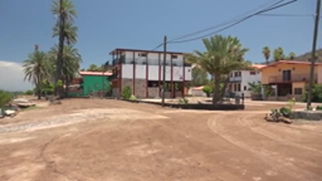 MULEGE BCS MEXICO-2022: Coastal Buildings and Palm Trees with Ocean View