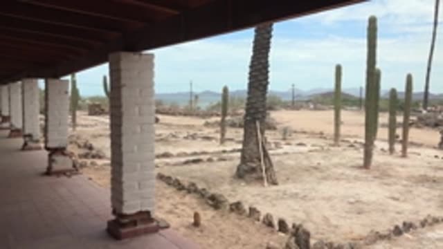 MULEGE BCS MEXICO-2022: Covered Walkway Overlooking Desert Cacti