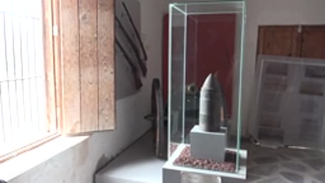 MULEGE BCS MEXICO-2022: Museum Artifact in Glass Case with Window Bars Adjusting