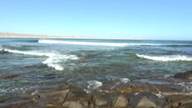 LA BOCANA BCS MEXICO-2022: Waves Crashing on Rocky Shore