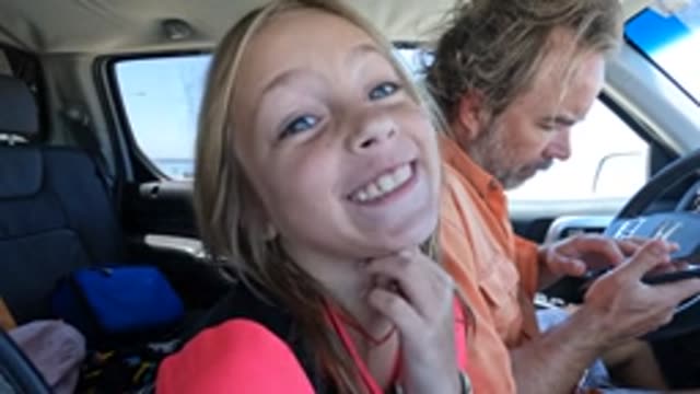BAJA CALIFORNIA MEXICO-2022: Girl Making Playful Faces in Car