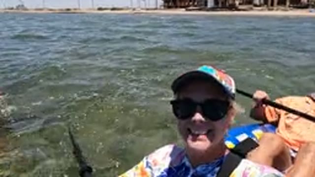 BAJA CALIFORNIA MEXICO-2022: People Paddling Inflatable Boat on Calm Water