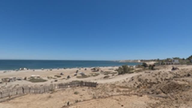 BAJA CALIFORNIA MEXICO-2022: Sandy Beach with People and Dune by Ocean