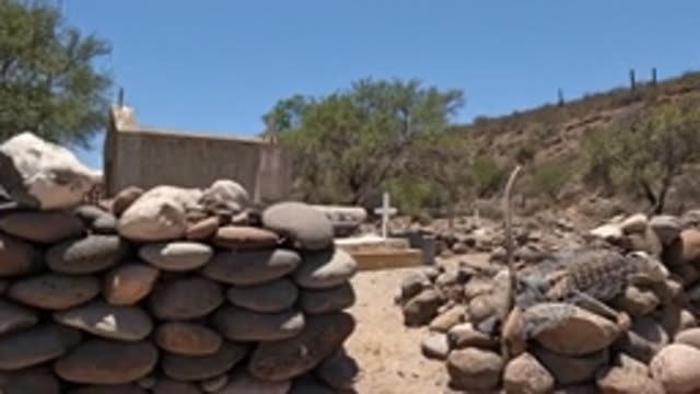 BAJA CALIFORNIA MEXICO-2022: Stone Chapel in Arid Landscape