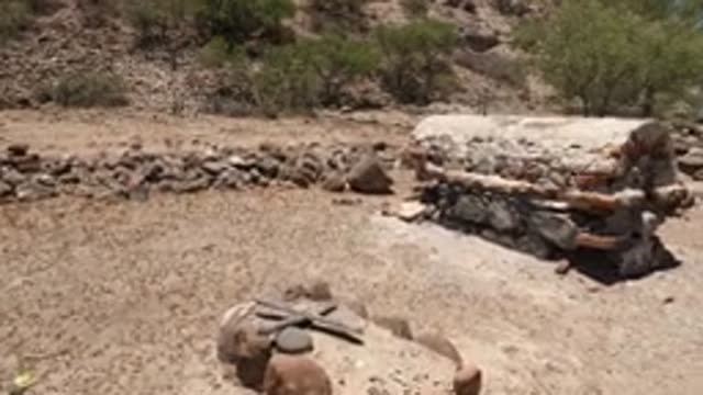 BAJA CALIFORNIA MEXICO-2022: Stone and Brick Oven in Dry Riverbed