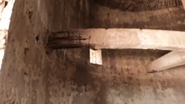 BAJA CALIFORNIA MEXICO-2022: Concrete Bunker Interior with Wire Mesh Dome Ceiling