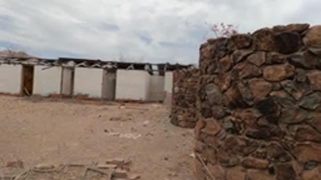 BAJA CALIFORNIA MEXICO-2022: Dilapidated Structures in a Deserted Courtyard