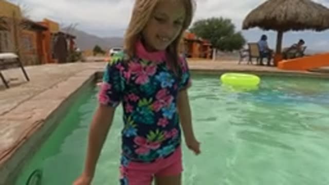 BAJA CALIFORNIA MEXICO-2022: Child Wading and Submerging in Swimming Pool