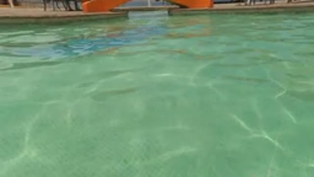 BAJA CALIFORNIA MEXICO-2022: Underwater View of a Swimming Pool's Tiled Bottom