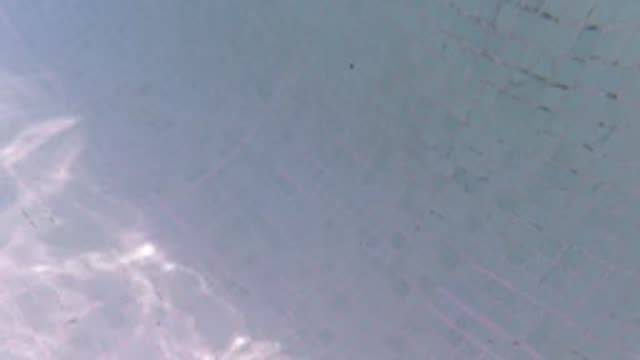 BAJA CALIFORNIA MEXICO-2022: Underwater View of Swimming Pool Tiled Walls and Floor