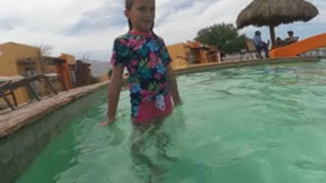 BAJA CALIFORNIA MEXICO-2022: Child Submerging Head in Swimming Pool