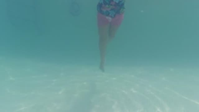 BAJA CALIFORNIA MEXICO-2022: Child Swimming Underwater in a Pool